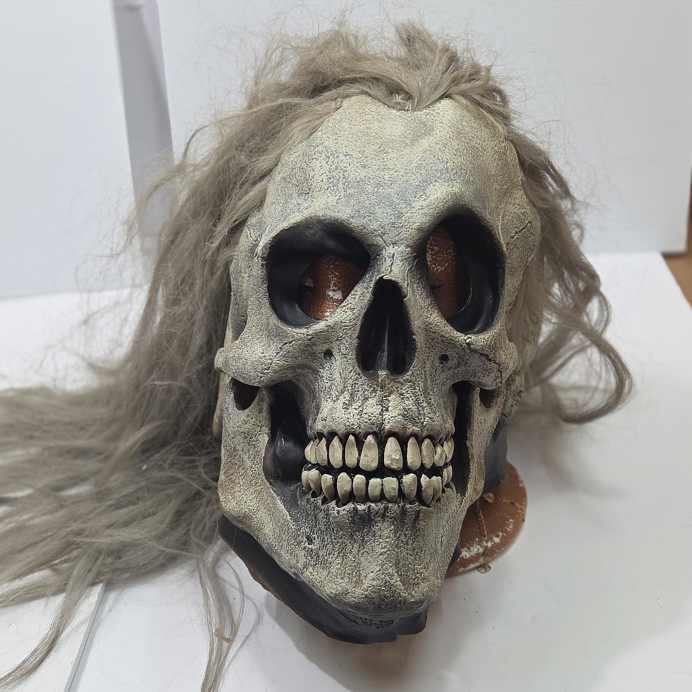 Vintage 1997 Paper Magic Group PMG Latex Skeleton Mask Long Hair Halloween...